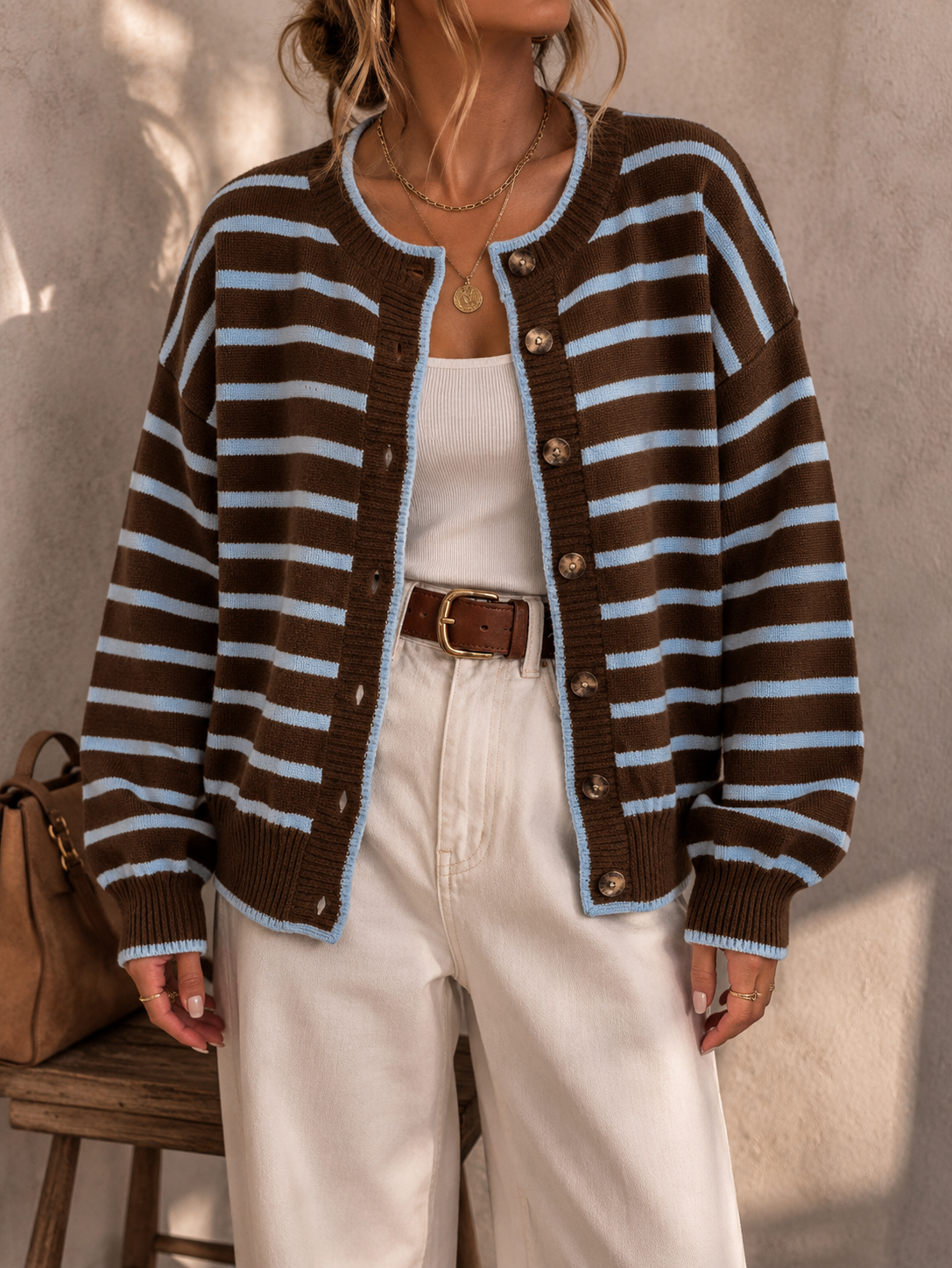 Celia™ | Cárdigan de Punto a Rayas Elegante