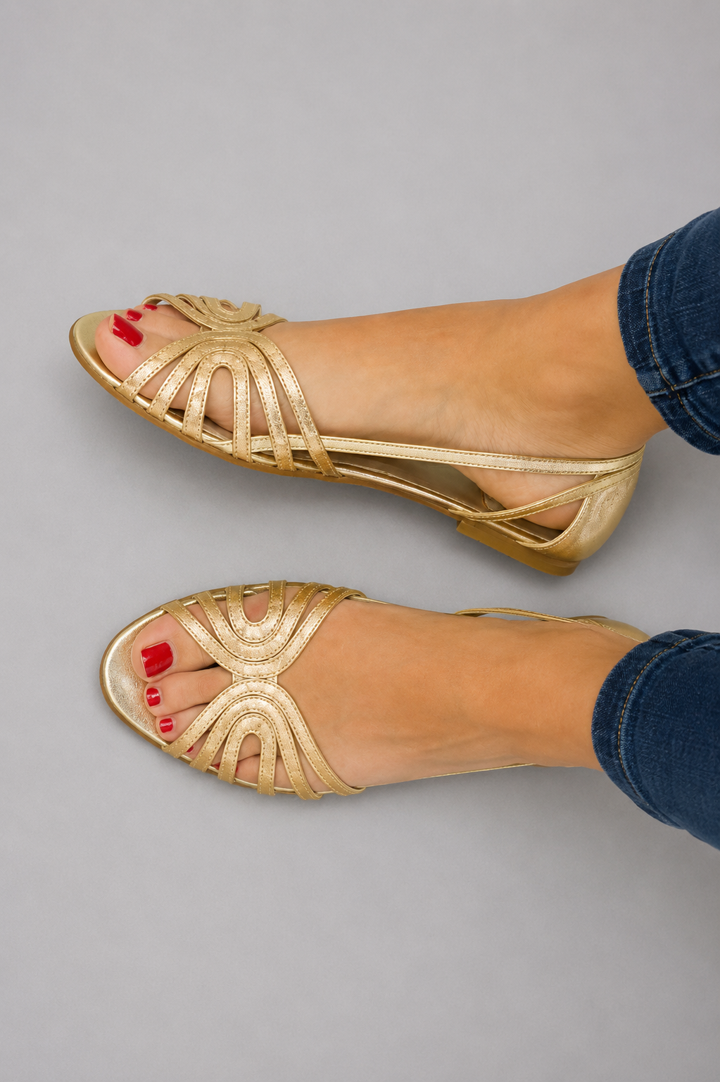 Engracia | Sandalias Doradas Ligeras de Verano