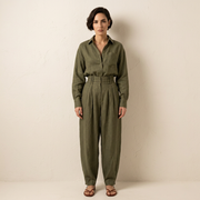 Tzintzuntzan™ Conjunto para Mujer en Algodón y Lino, Camisa y Pantalón Ancho