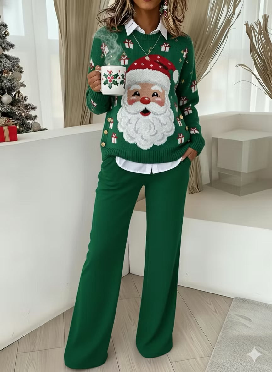Conjunto de dos piezas para mujer: suéter cómodo y pantalón