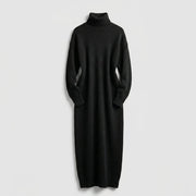 Genoveva™ Vestido Midi de Punto con Cuello Alto y Manga Larga