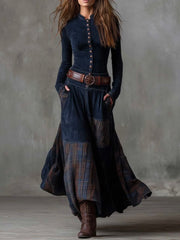 ELISA - VESTIDO MAXI DE ANTE CON CINTURÓN