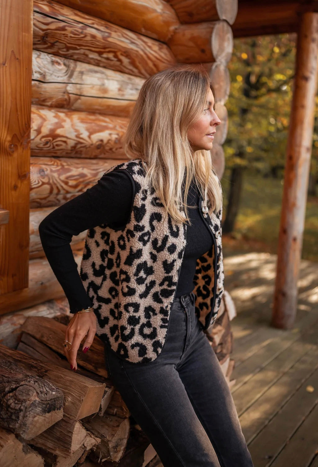 Yesenia™ Chaleco Acolchado con Leopardo para Mujer