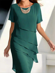 Asunción™ Vestido Midi de Fiesta con Capas Fluidas y Elegantes