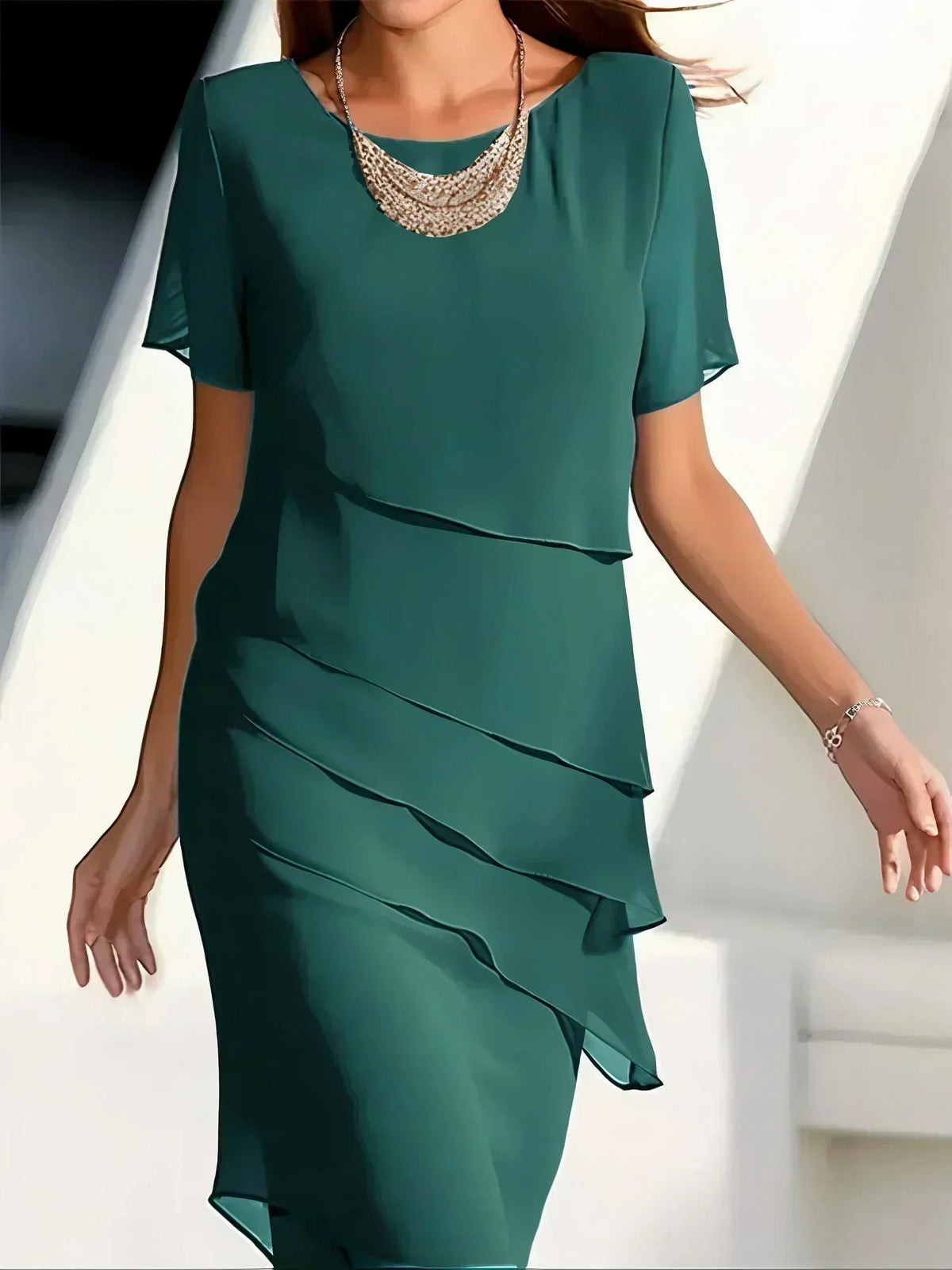 Asunción™ Vestido Midi de Fiesta con Capas Fluidas y Elegantes