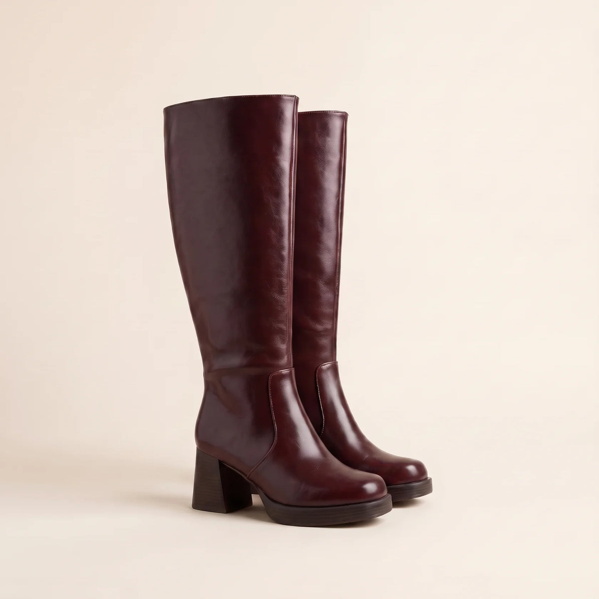 NORA | Botas altas de tacón para pantorrilla ancha