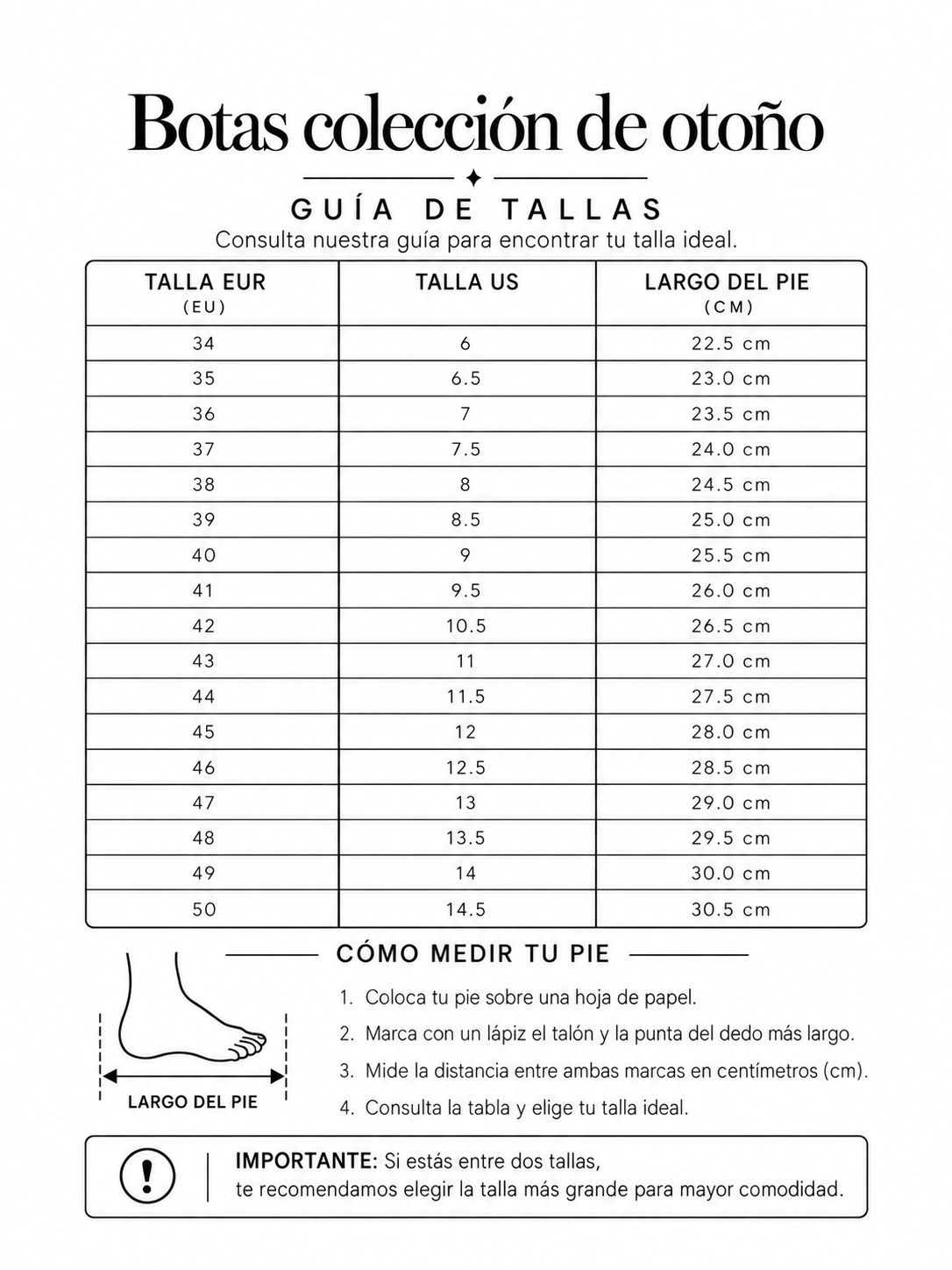 Ariana | Botas plisadas con tacón topo size chart