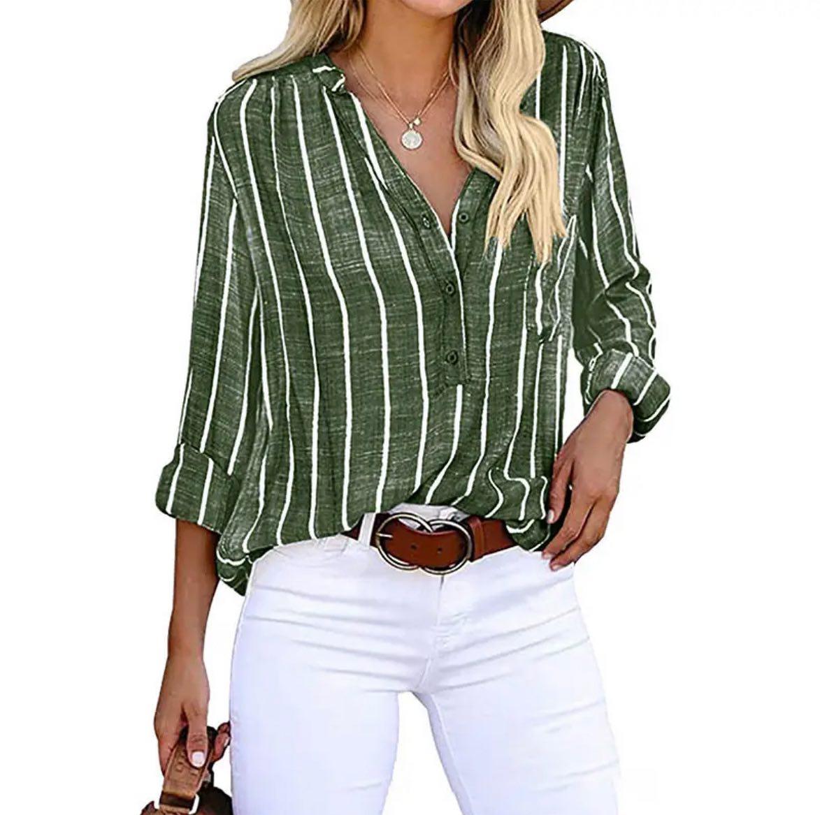 Blusa Elegante de Rayas para Mujer con Corte Recto