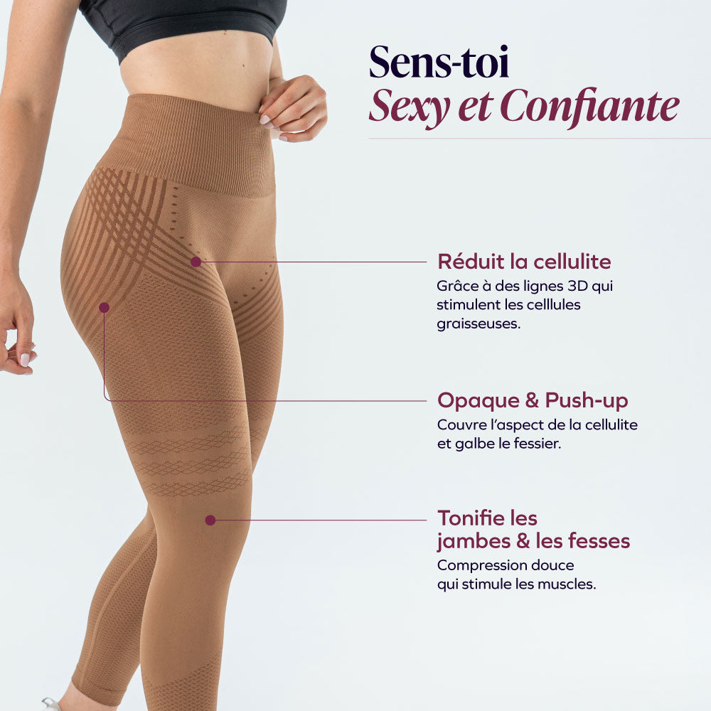 Uxmal™ Leggings 3D Drenantes Anticelulíticos, Café