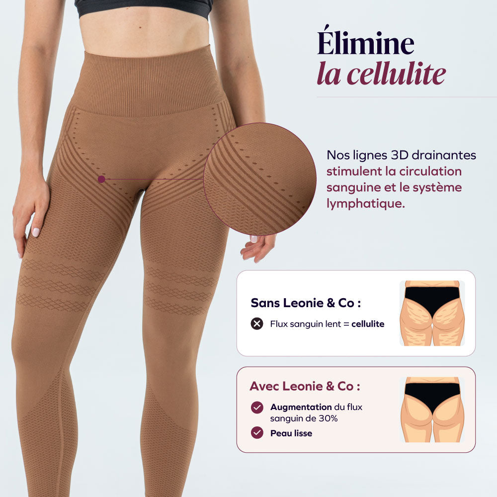 Uxmal™ Leggings 3D Drenantes Anticelulíticos, Café