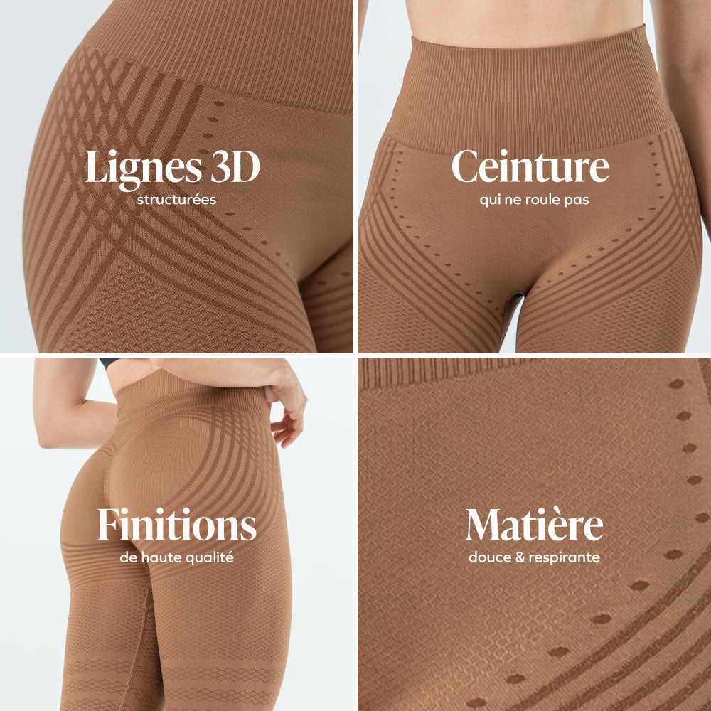 Uxmal™ Leggings 3D Drenantes Anticelulíticos, Café