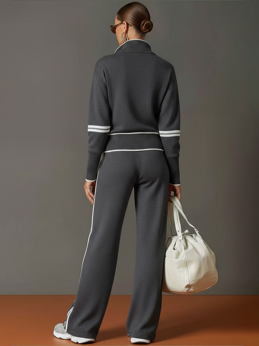 Belisa™ Conjunto Deportivo de Dos Piezas para Mujer con Sudadera Medio Cierre