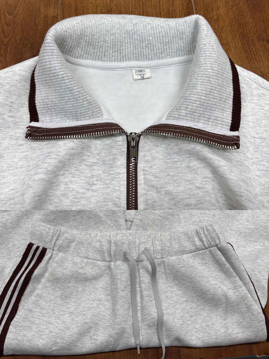 Belisa™ Conjunto Deportivo de Dos Piezas para Mujer con Sudadera Medio Cierre
