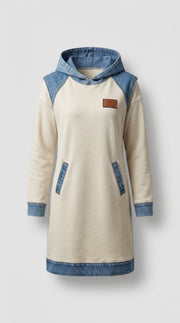 Silvia™ Vestido Sudadera con Capucha y Paneles en Contraste