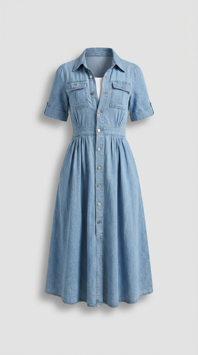 Rosaura™ Vestido de Mezclilla Casual para Mujer – Corte Cómodo