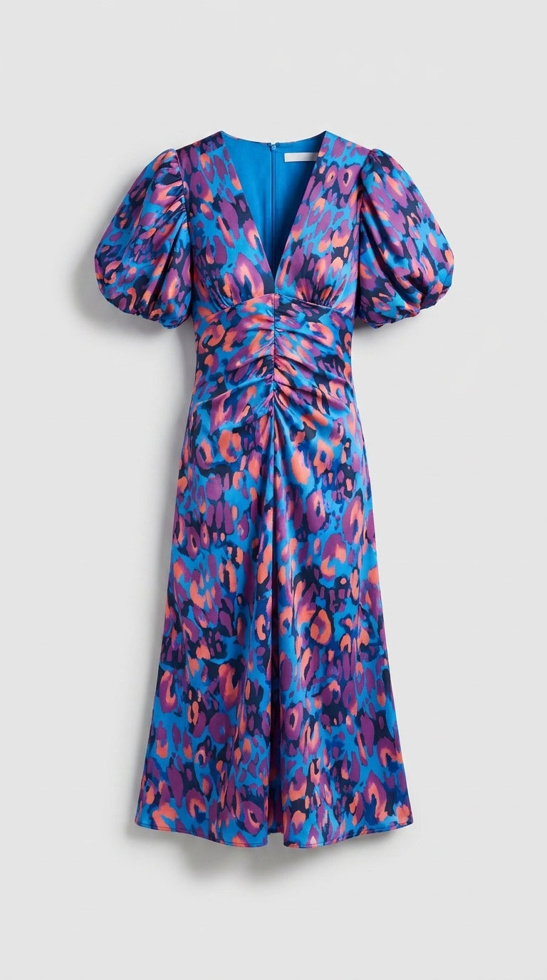 Leonor™ Vestido Colorido con Mangas Plisadas – Elegancia Cómoda