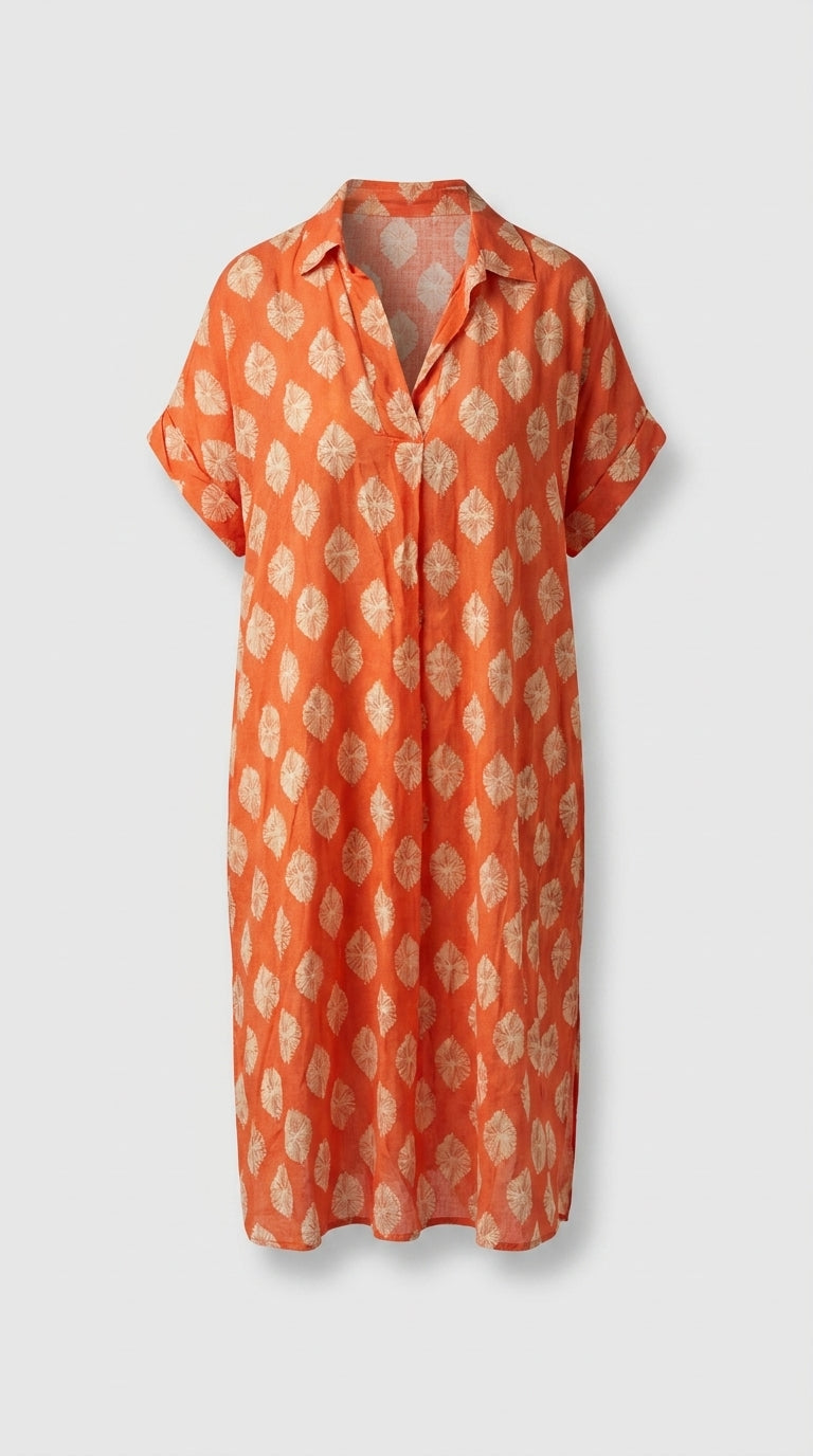 Fátima™ Vestido Midi Suelto de Primavera con Cuello Solapa
