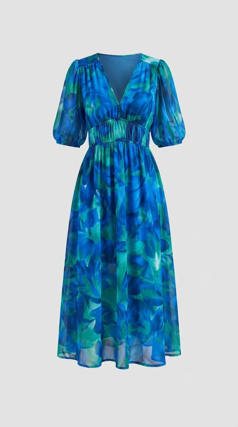 Cecilia™ Vestido Colorido con Cuello en V para Mujer