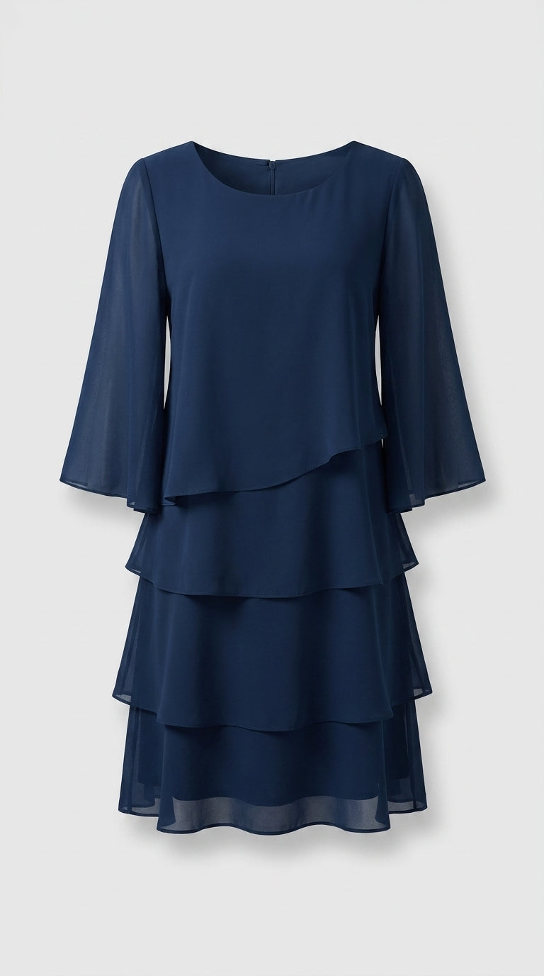 Amparo™ Vestido Largo para Mujer con Volantes y Cuello Cuadrado