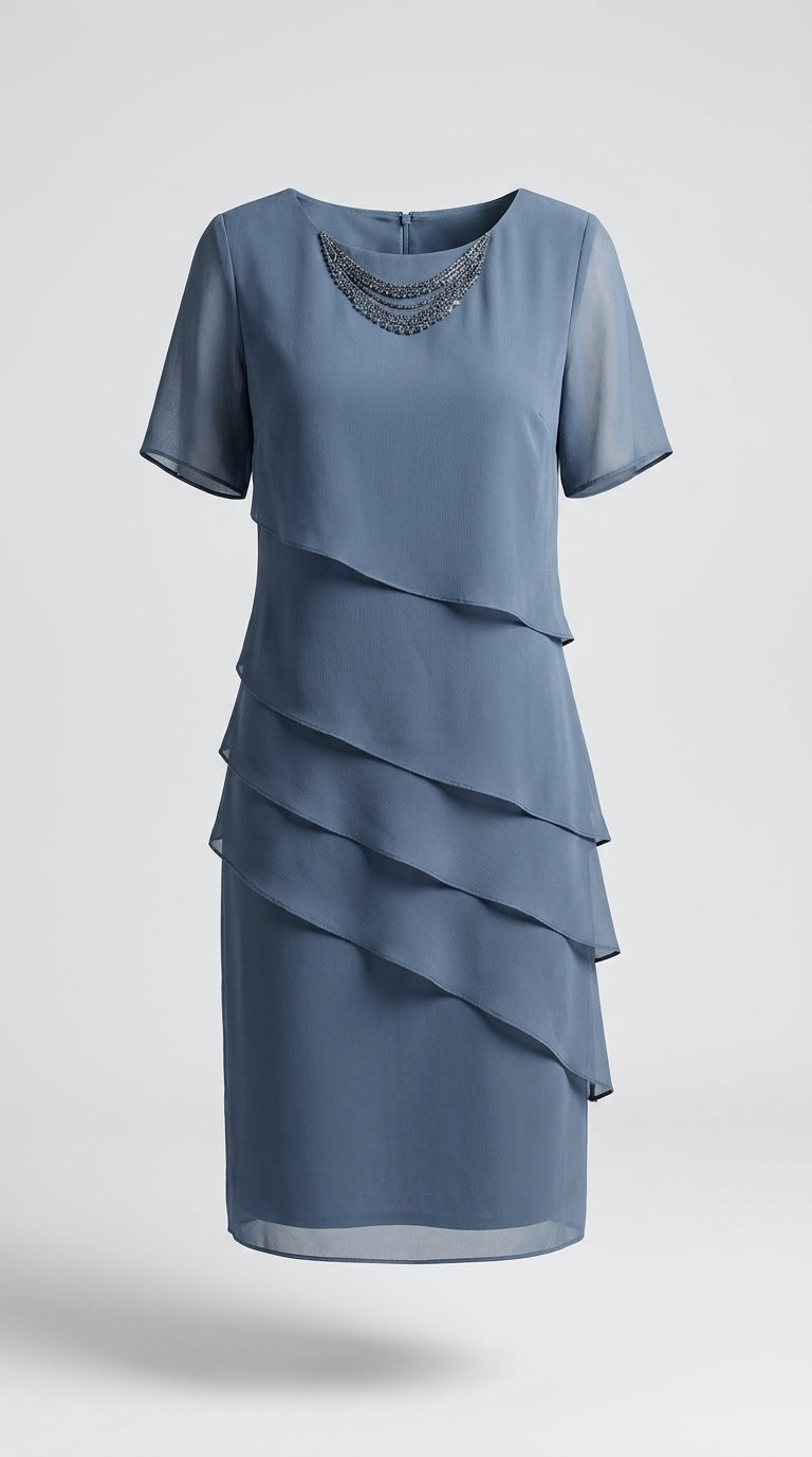 Asunción™ Vestido Midi de Fiesta con Capas Fluidas y Elegantes