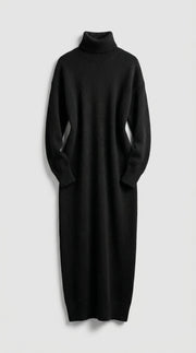 Genoveva™ Vestido Midi de Punto con Cuello Alto y Manga Larga