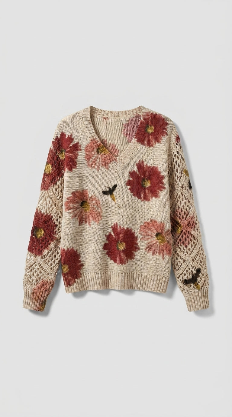 Abril™ Suéter Elegante con Estampado Floral y Mangas Aireadas
