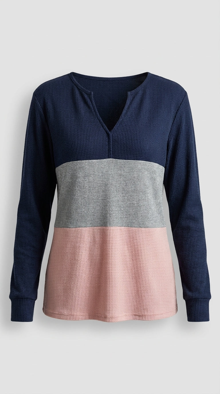 Verónica™ Blusa Colorida con Cuello en V y Corte Suelto