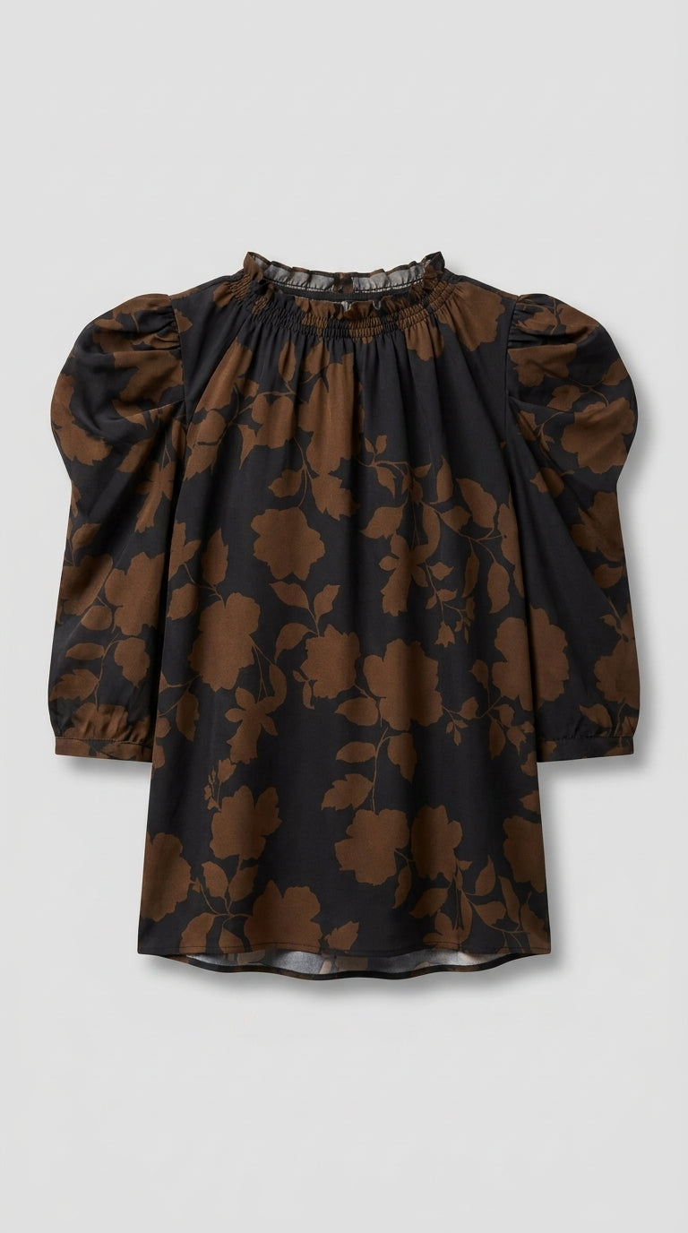 Alicia™ Blusa para Mujer con Mangas Abullonadas y Volantes
