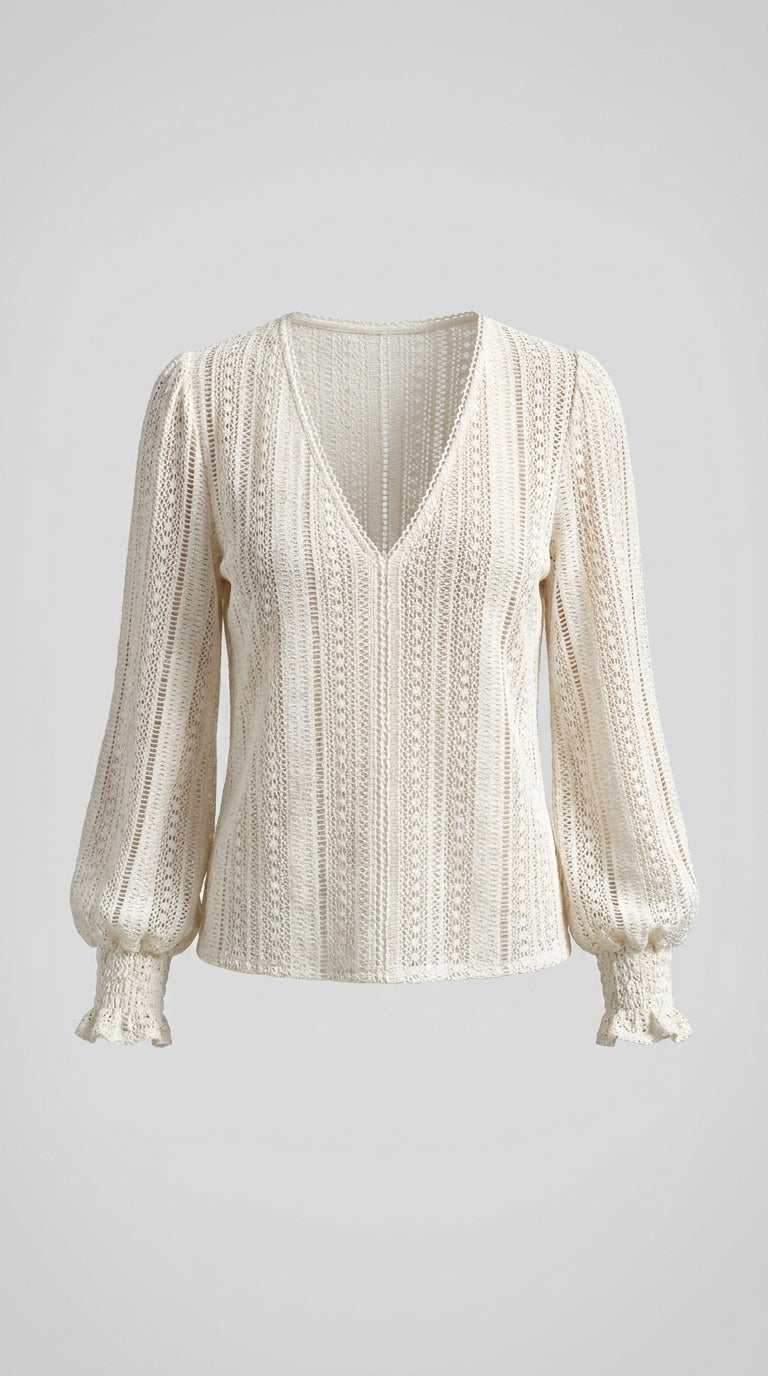 Celaya™ Blusa de Crochet Bohemia con Forro Suave