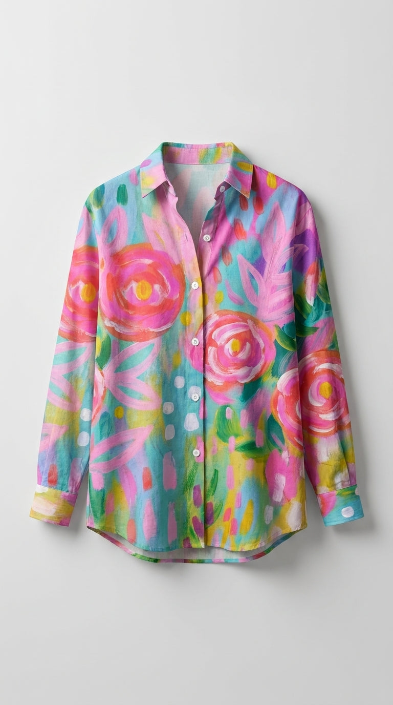 Selene™ Blusa Colorida con Estampado Artístico y Ajuste Cómodo