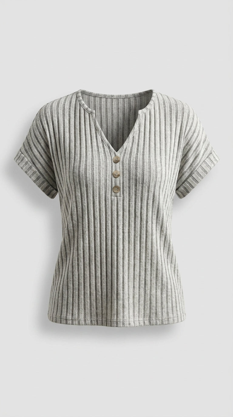 Irapuato™ Blusa de Punto con Escote en V de Ajuste Cómodo