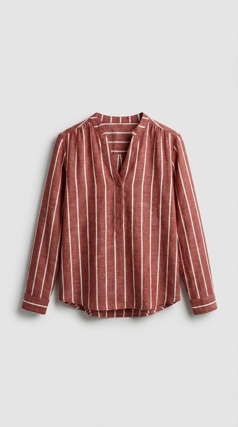 Blusa Elegante de Rayas para Mujer con Corte Recto