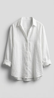 Blusa Suelta con Cuello en V y Mangas Ajustables