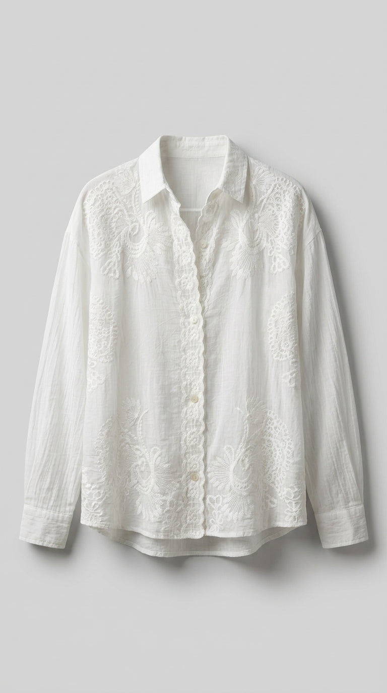 Blusa Elegante de Encaje Bordado para Mujer