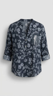Blusa Floral de Manga Larga, Estilo Romántico