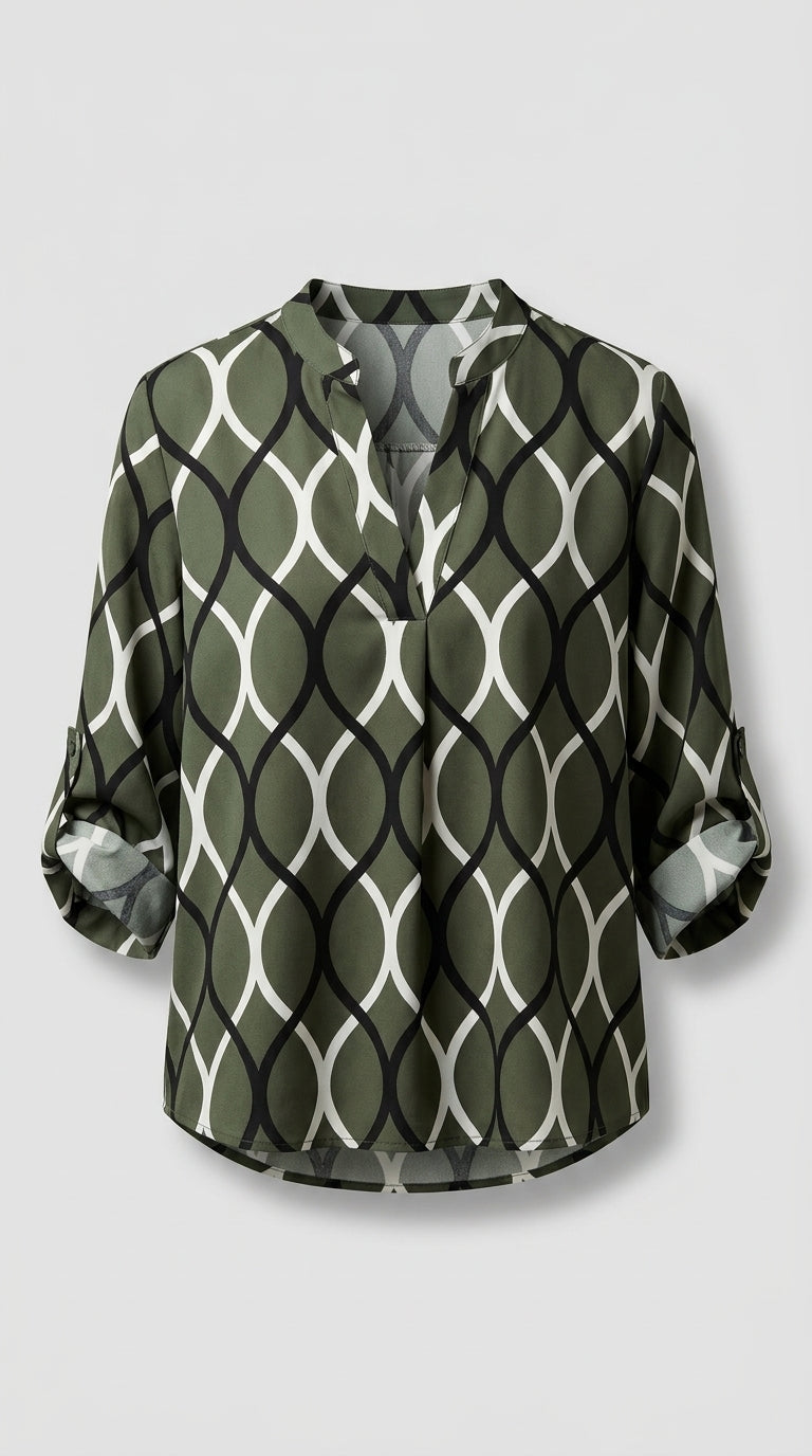 Blusa para Mujer con Estampado Geométrico, Corte Suelto