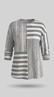 Melina™ Blusa de Patchwork a Rayas para Mujer, Estilo Casual