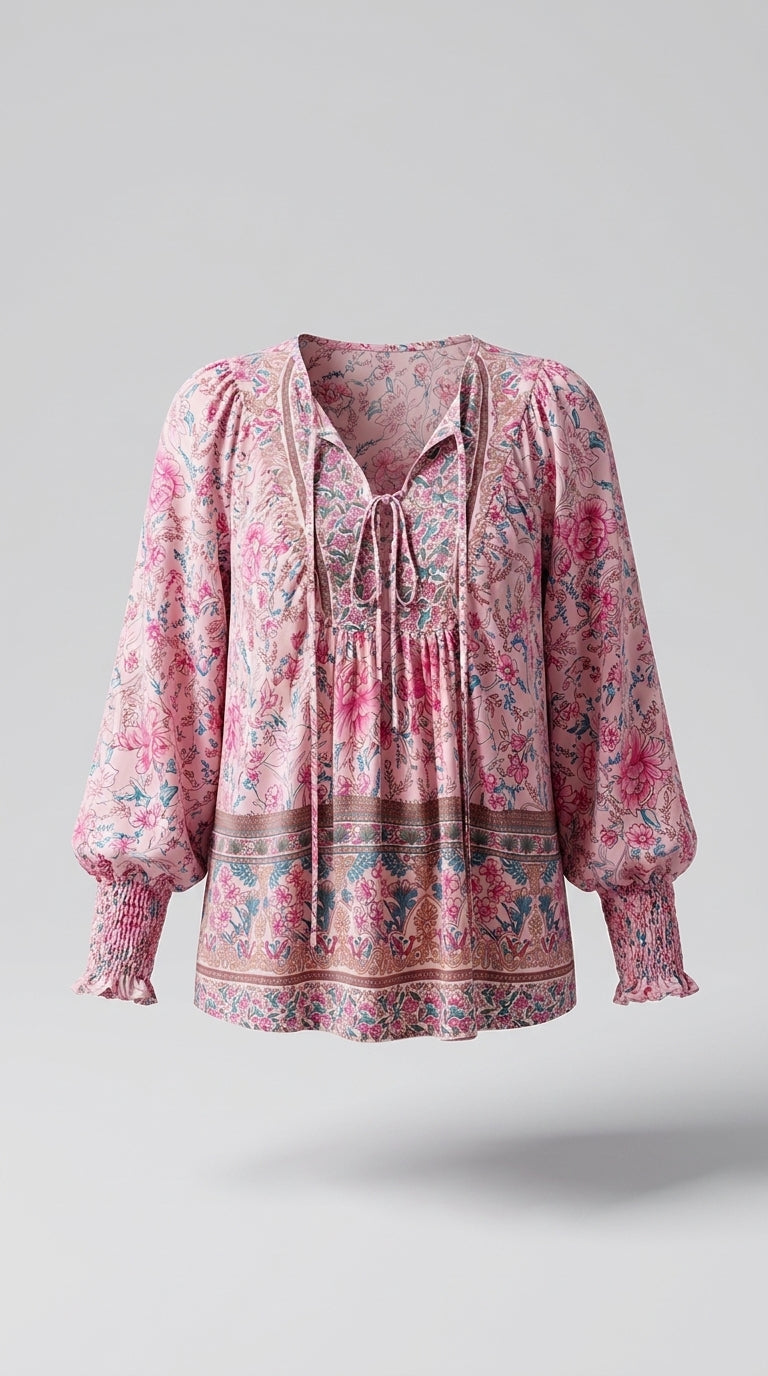 Paola™ Blusa Floral Elegante para Mujer con Corte Fluido