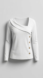 Mayra™ Blusa de Manga Larga para Mujer con Cuello Asimétrico