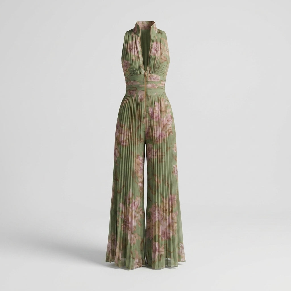 Jacinta | Jumpsuit de Gasa Floral Plisado