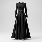 Hermelinda™ Vestido Maxi Negro Entallado con Cuello Alto Elegante