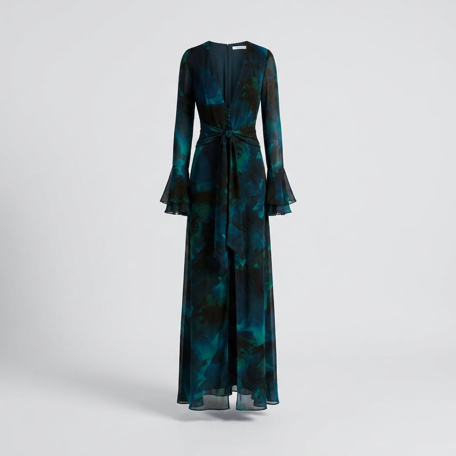 Aurelia™ Vestido Maxi Floral, Cuello en V