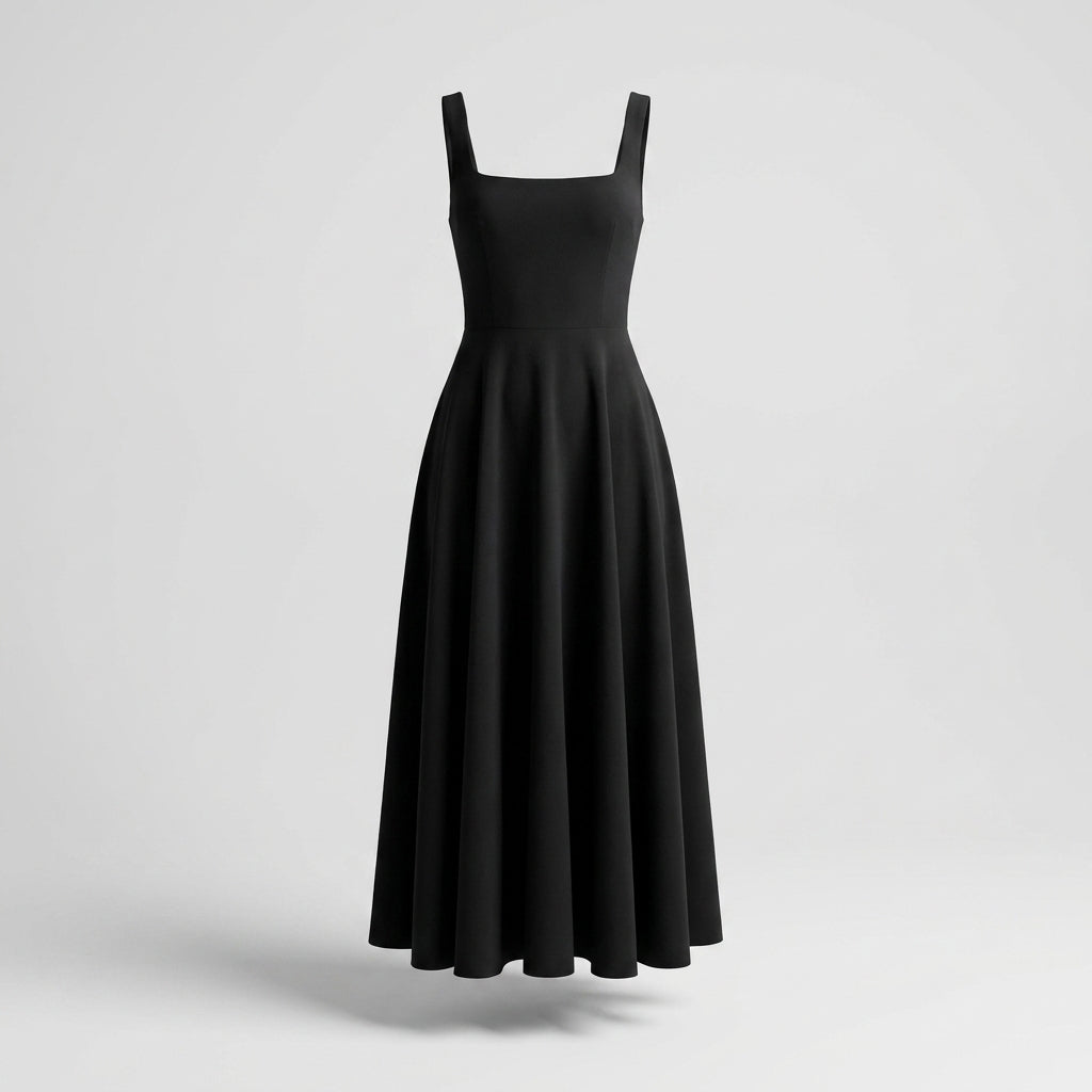 Lucila™ Vestido Midi Elegante con Escote Cuadrado Fluido
