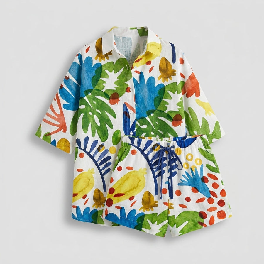 Conjunto Sarai de Playera y Shorts para Mujer en Lino y Algodón