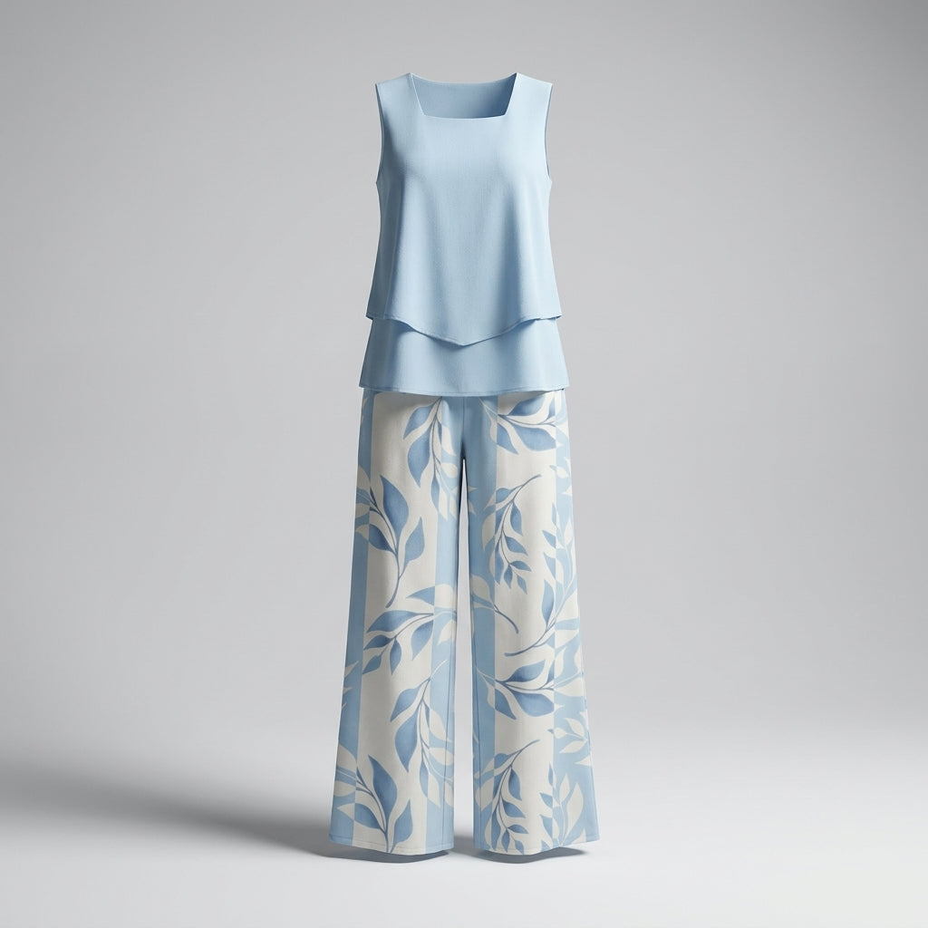 Conjunto Azucena de Verano Elegante para Mujer con Blusa y Pantalón