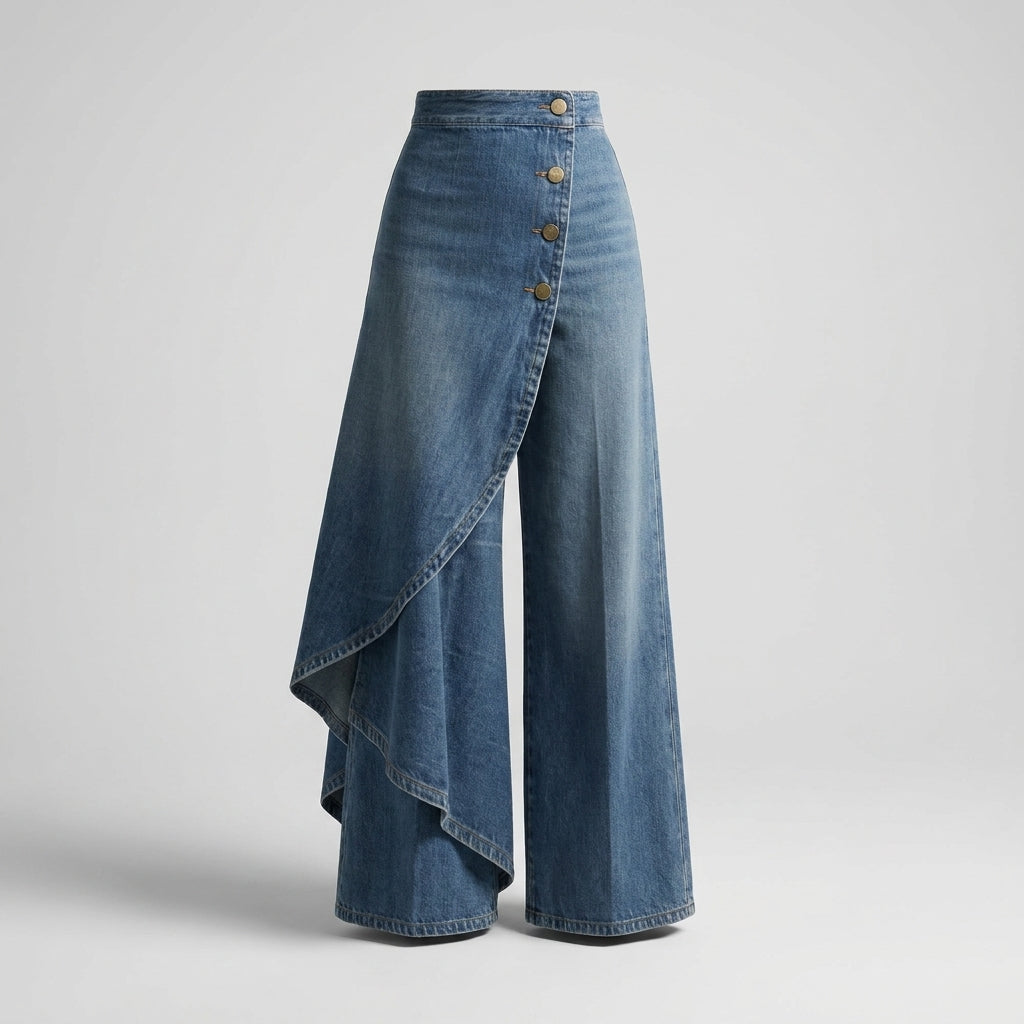 Cuicatlán™ Jeans Cruzados para Mujer, Tiro Medio