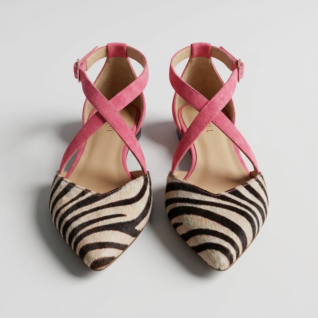 Esmeralda™ Zapatos Bajos de Verano con Tacón Bajo y Estampado de Cebra