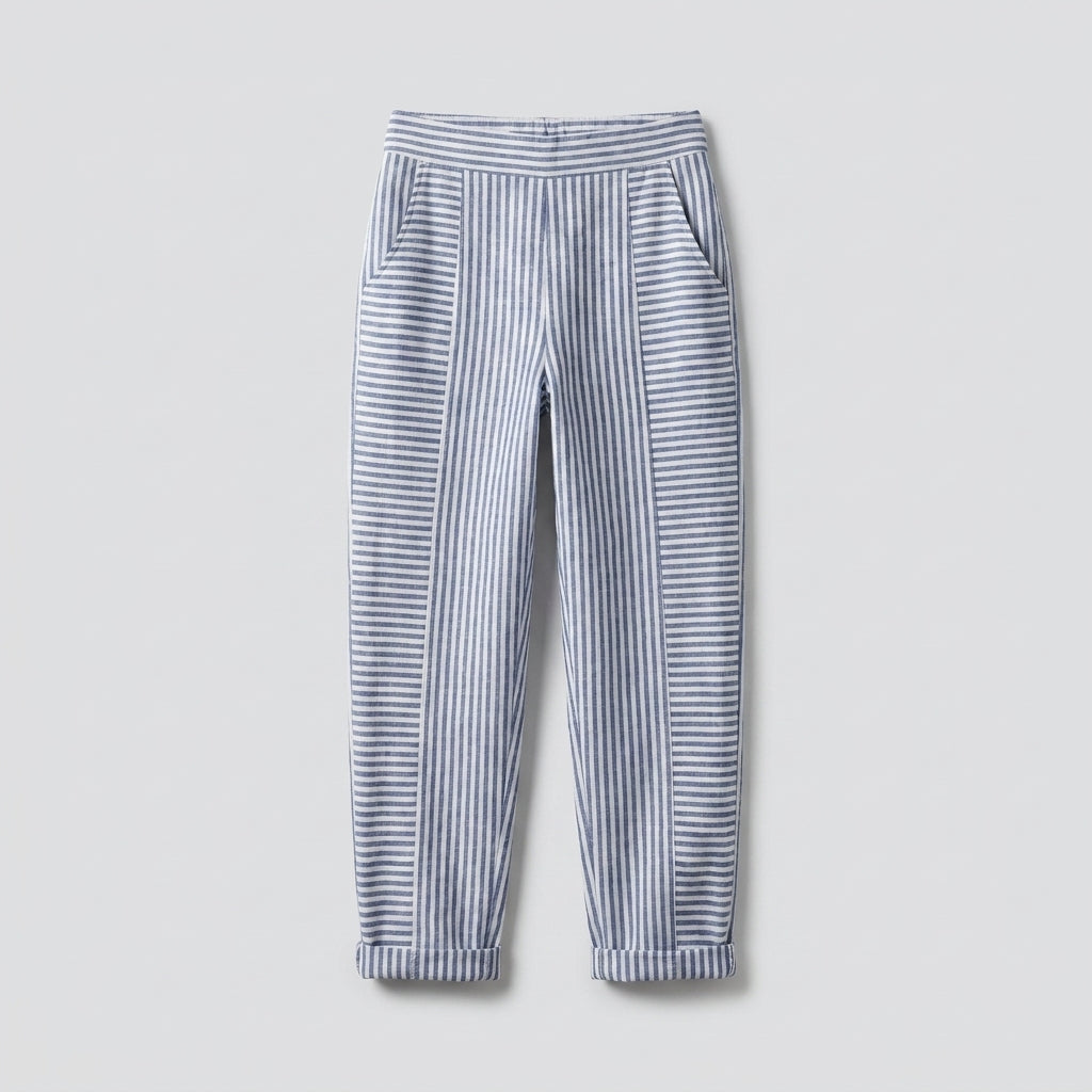 Elisa™ Pantalón de Algodón Rayado para Mujer – Ligero y Cómodo