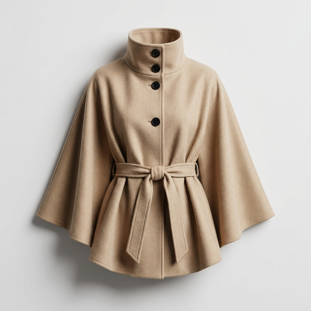 Zumpango™ Poncho Estilo Capa Beige Ligero para Primavera