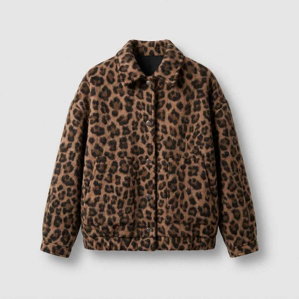 Campeche™ Chamarra Corta para Mujer con Estampado de Leopardo